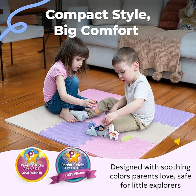 MioTetto Baby Play Mat, Comfortable Playtime Mat – Portable Foam Floor Tiles, Safe Baby mat for Floor for Crawling & Development, Soft Play mat for Babies, Stylish Interlocking Foam Tiles