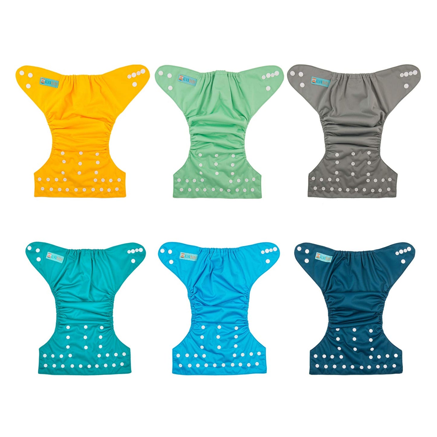 ALVABABY Baby Cloth Diapers 6 Pack with 12 Inserts Cloth Diaper Covers Adjustable Washable Reusable for Baby Girls and Boys