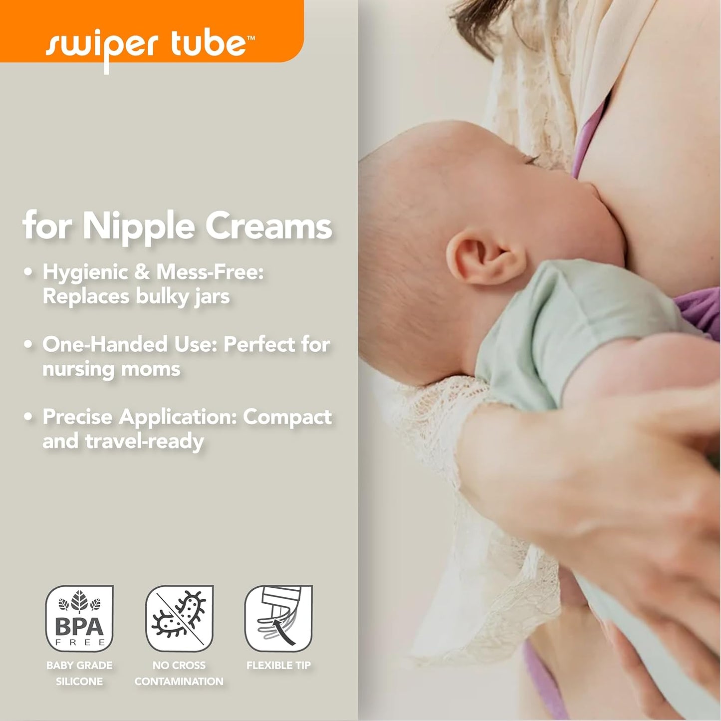 Eli & Ali Swiper Tube - No-Touch Cream Applicator with Refillable Silicone Cream Dispenser for Sunscreen, Diaper Rash, Tattoo Aftercare, Nipple, Progesterone & More - TSA Friendly - Blue, 1 Pack