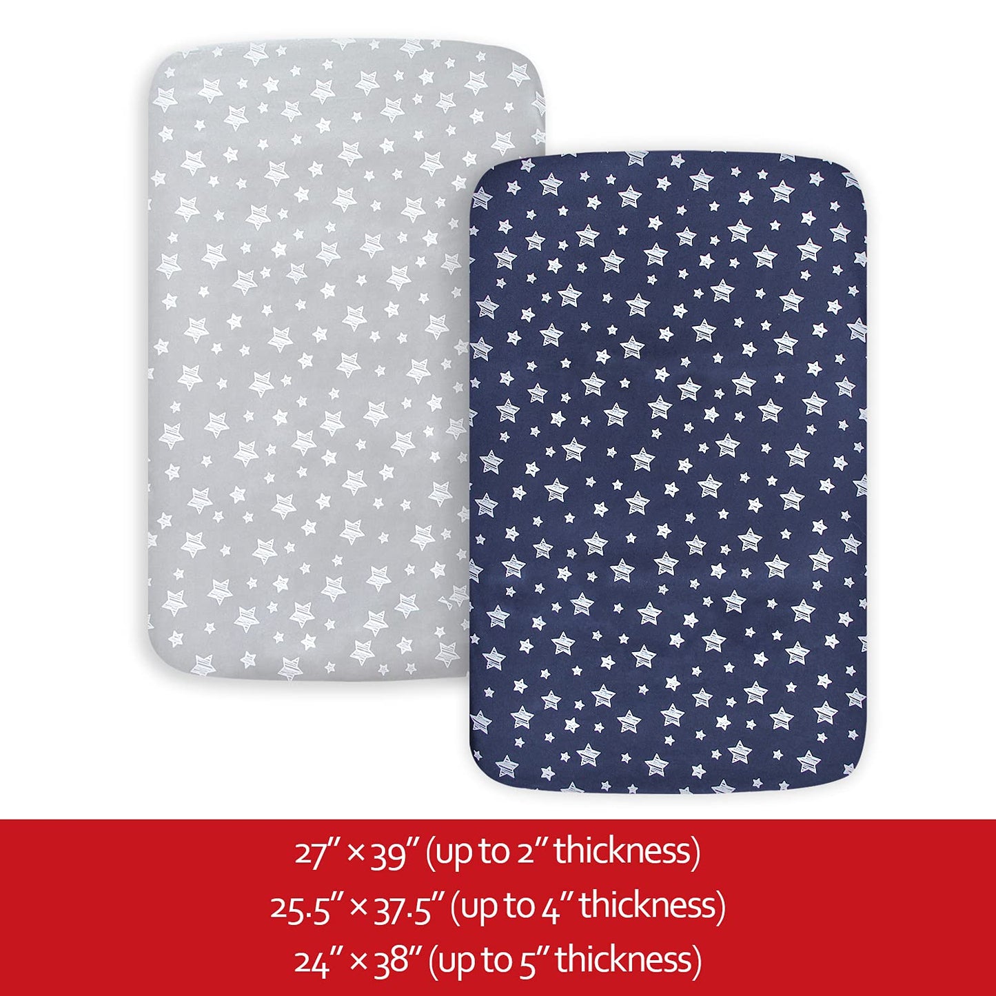 Pack and Play Sheets, 2 Pack Mini Crib Sheets, Stretchy Playard Fitted Sheet, Compatible with Graco Pack n Play, Soft and Breathable Material, Planet & Flower