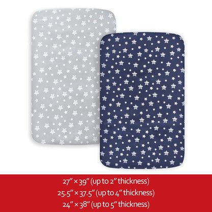 Pack and Play Sheets, 2 Pack Mini Crib Sheets, Stretchy Playard Fitted Sheet, Compatible with Graco Pack n Play, Soft and Breathable Material, Planet & Flower