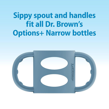 Dr. Brown's Milestones Narrow Sippy Spout Bottle with 100% Silicone, Easy-Grip Handles and Soft Sippy Spout, 8oz/250mL, Light Pink and Ecru, 2-Pack, 6m+