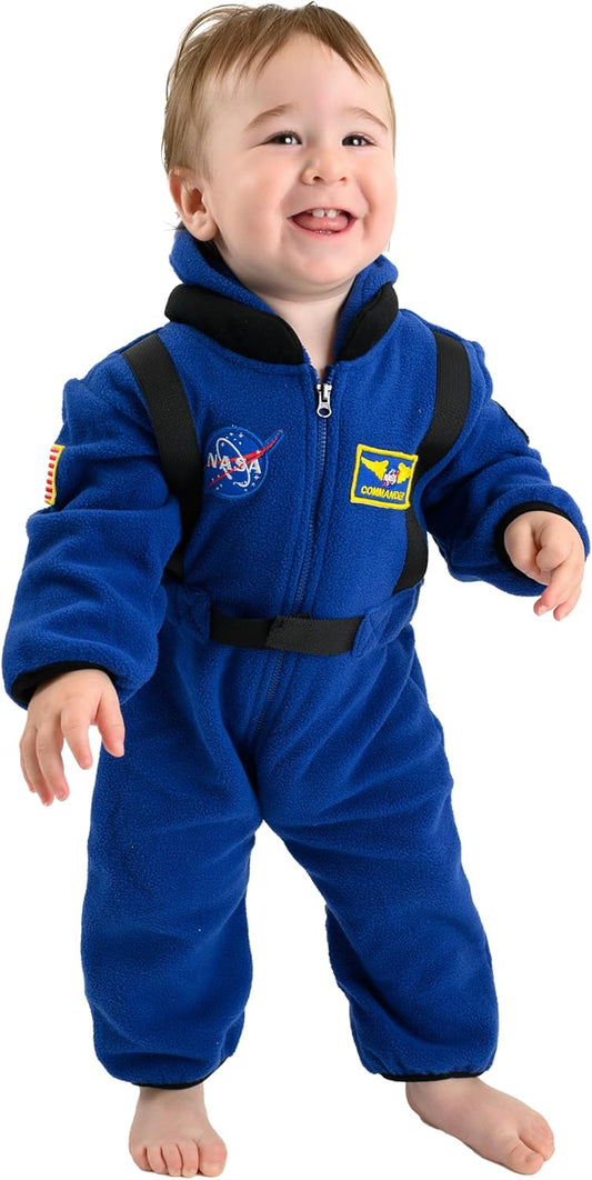 Cuddle Club Astronaut Fleece Baby Bunting Bodysuit with Hood, Cozy NASA Fleece Bunting Suit, Easy-Zip Baby Winter Clothes