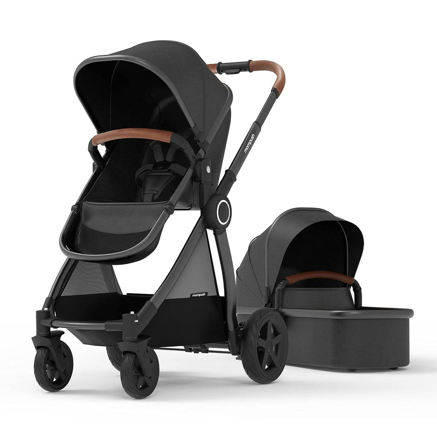 Mompush Ultimate2 Baby Stroller, Premium Convertible Full-Size Stroller for Toddler, Reversible Seat with One Hand Recline Adjustment, Car Seat Adapter Included