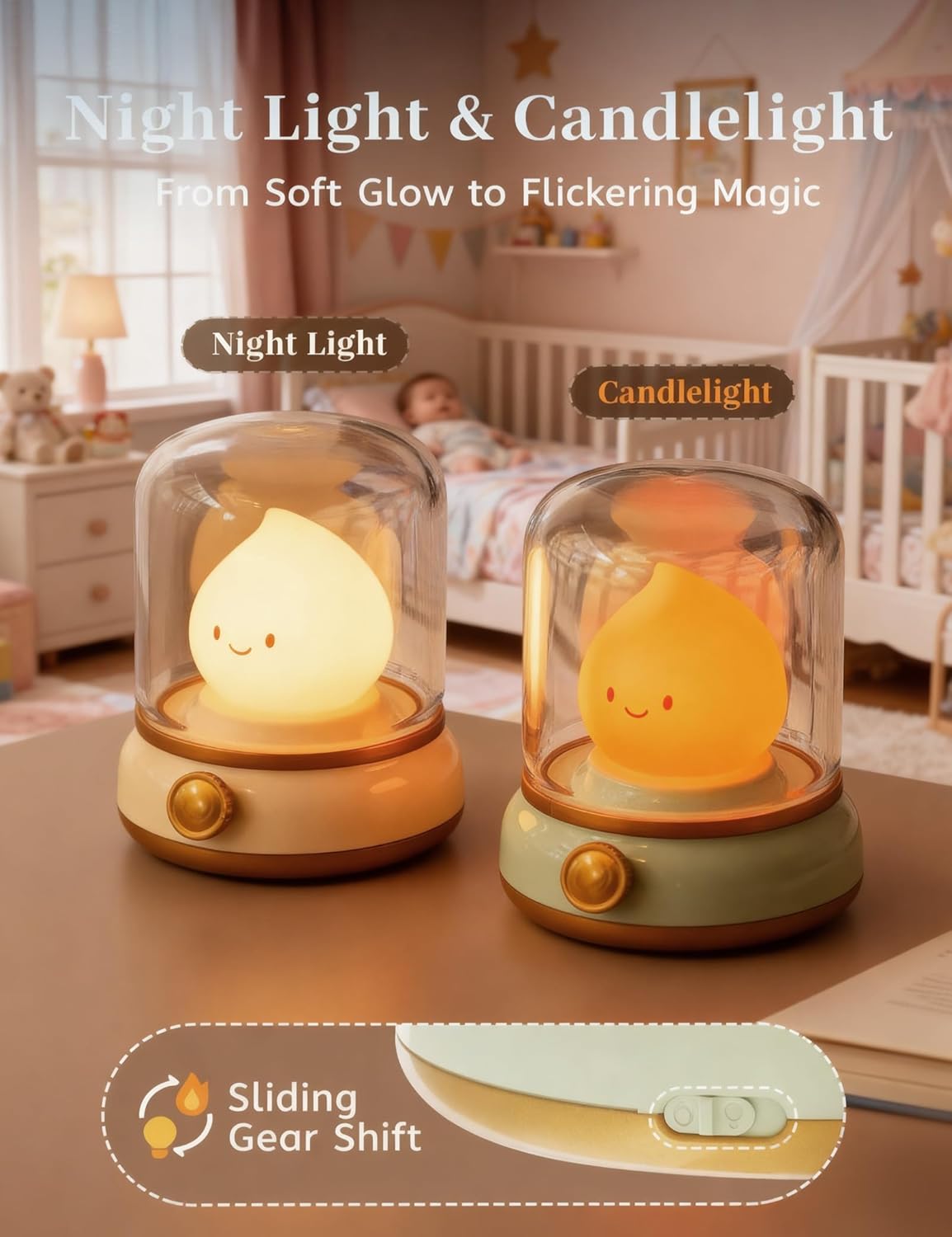 3pcs Cozy Campfire Nightlight Kits, Soothing Nature Sounds, White Noise Night Light for Baby Adult, Rechargeable, Cute Flame Lamp, Best Gift for Kids Bedrooms Camping Trips