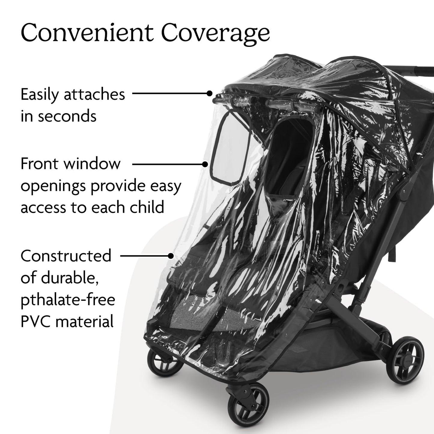 UPPAbaby Minu Duo Rain Shield - Waterproof and Windproof Coverage - Ventilated Design - Quick Attachment - Easy Access to Children