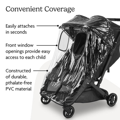 UPPAbaby Minu Duo Rain Shield - Waterproof and Windproof Coverage - Ventilated Design - Quick Attachment - Easy Access to Children