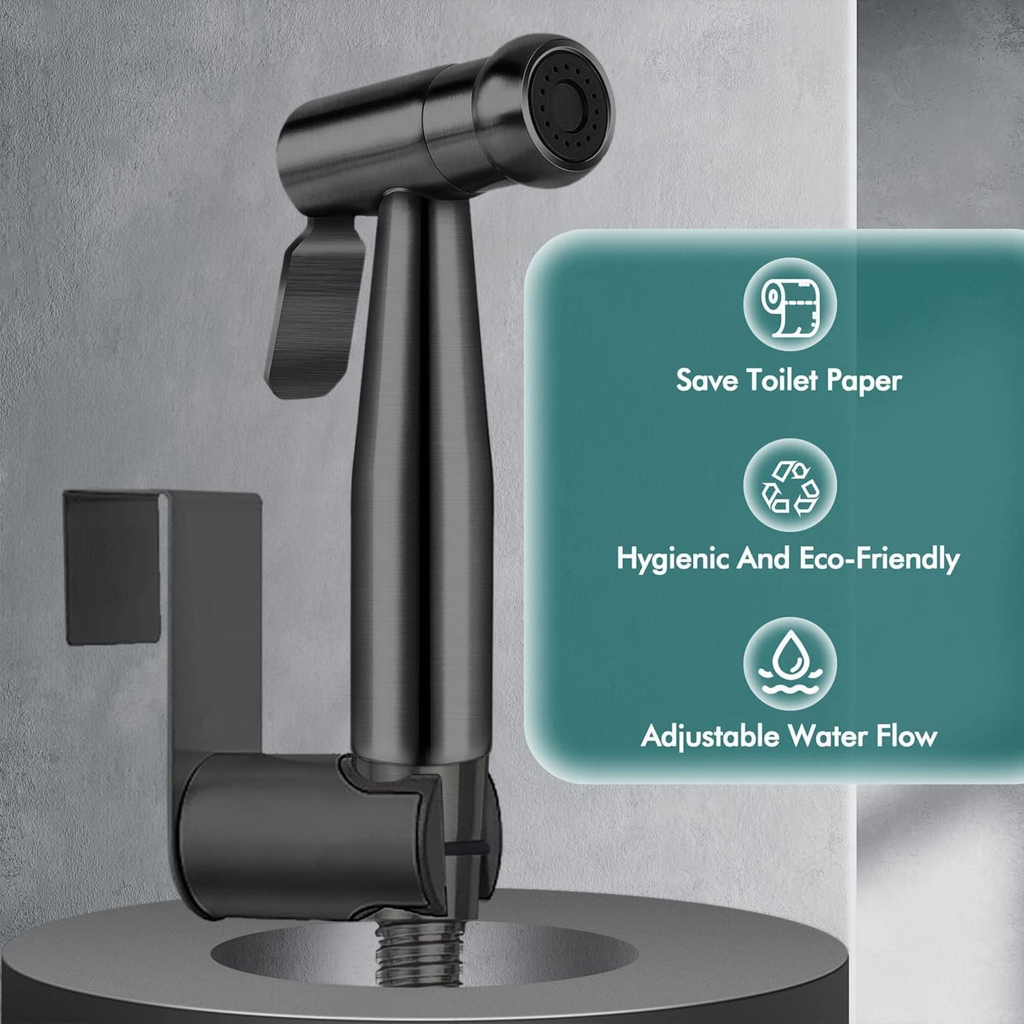 New Version Handheld Bidet Sprayer for Toilet, Premium Stainless Steel Bathroom Bidet Sprayer Set, Baby Cloth Diaper Sprayer with Superior Complete Spray Hoses Kit, Support Wall or Toilet Mount