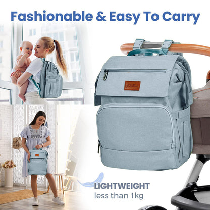 PILLANI Baby Diaper Bag Backpack - Large Waterproof Travel Diaper Bag for Boys & Girls, 16 Organizer Pockets with Changing Pad, Insulated Bottle Pockets & Stroller Straps, Baby Shower Gifts, Dinosaur
