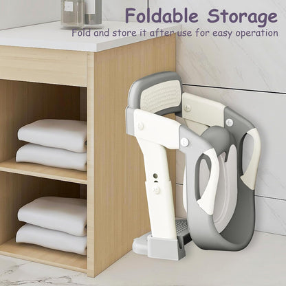 3-in-1 Potty Training Seat with Ladder Toddler Toilet Ladder Kid’s Toilet Chair for Little Boys Girls, with Urinals, Toddler Anti-Slip Step Stool Ladder and Splash Guard - Grey