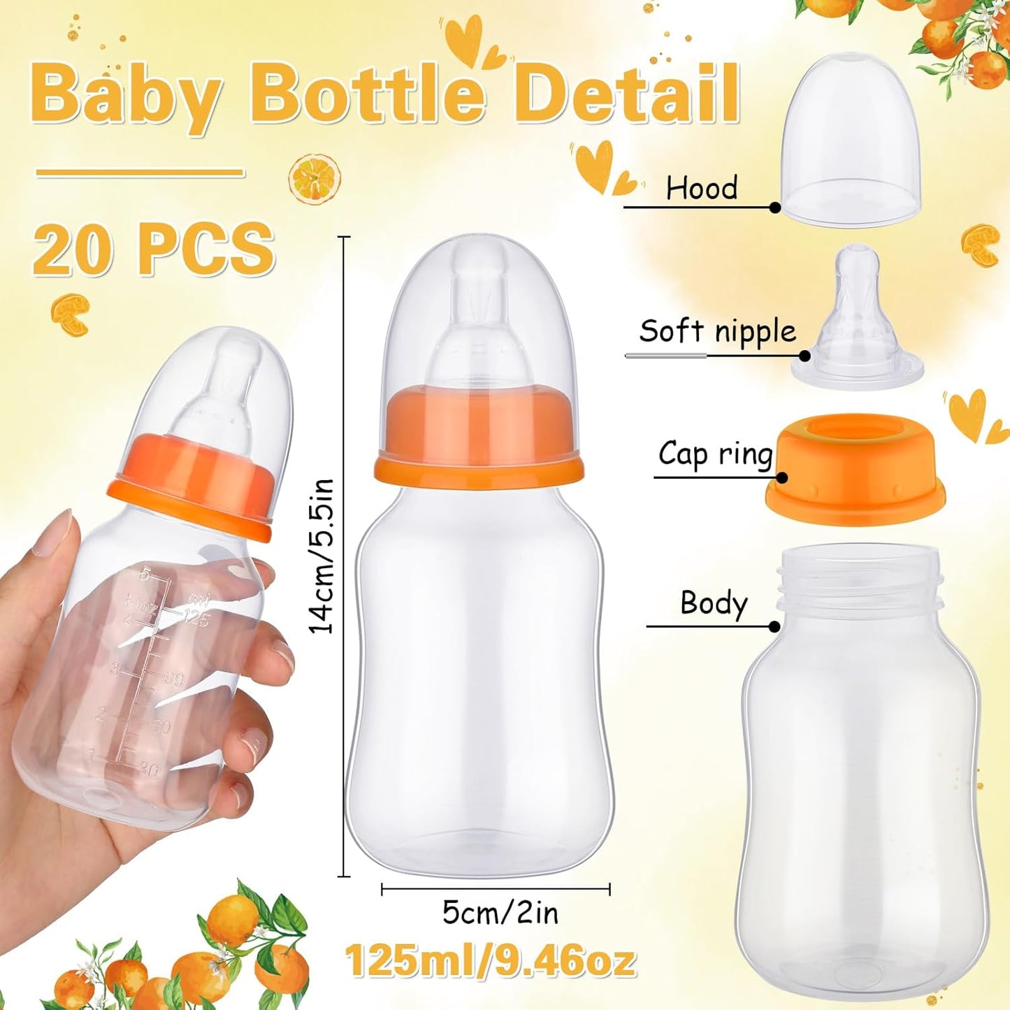 TrelaCo Bottle Chug Baby Shower Game 20 Pcs Baby Bottles Shower Favor with 1 Greenery Theme Sign for Gender Reveal Party Supplies Gifts(Green)