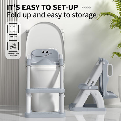 Potty Training Seat for Toddlers, 2 in 1 Potty Training Toilet with Anti-Slip Pad Step Stool, Toddler Toilet Seat for Boys and Girls (Include 2 Ducks)