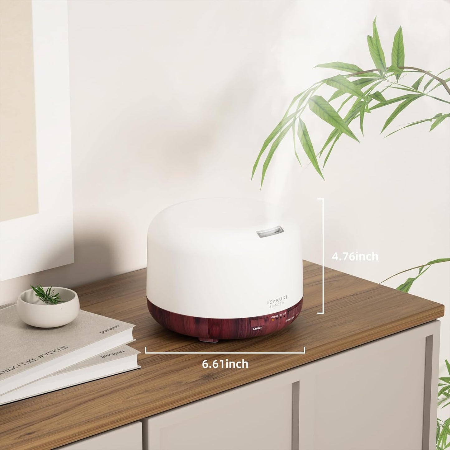 ASAKUKI Essential Oil Diffuser for Home, 500ML Aromatherapy Diffuser Humidifier with Remote Control, 7 Color LED Lights, Quiet Cool Mist Diffuser for Bedroom, Office, Gift for Mom (Yellow)