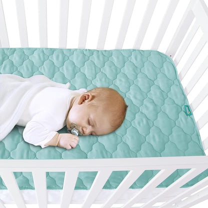 Waterproof Crib Mattress Protector Pad 28" x 52",Non-Slip & Absorbent Mattress Pad for Baby Standard Crib/Bed, Quilted Machine Washable Aqua