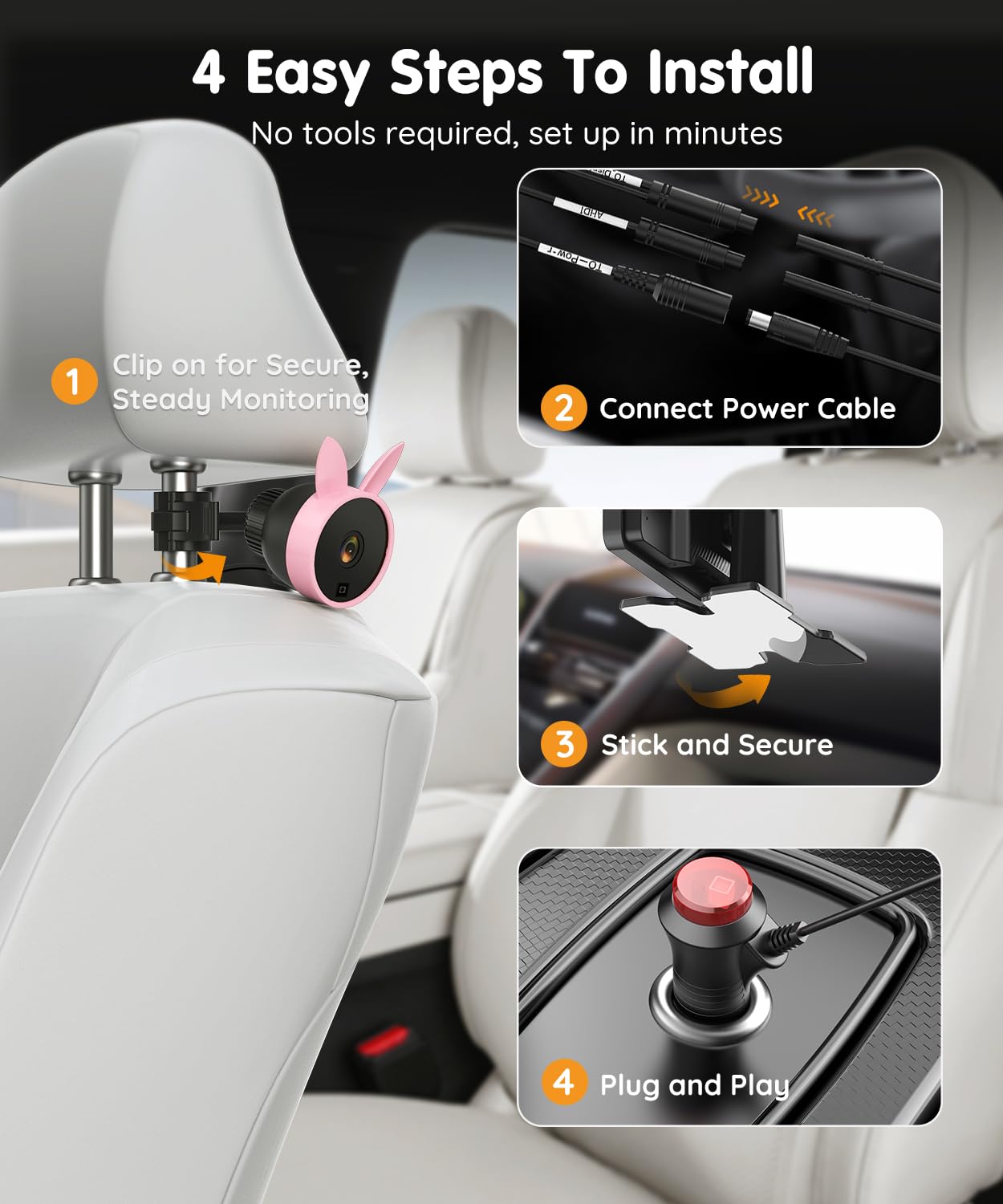 Babyvue BV3PRO Dual Baby Car Camera for 2 Boys, 7.2" 1080P HD Split Screen, Crystal Clear IR Night Vision, No Distortion Display Baby Car Monitor, Safe Driving for Back Seat & Pets