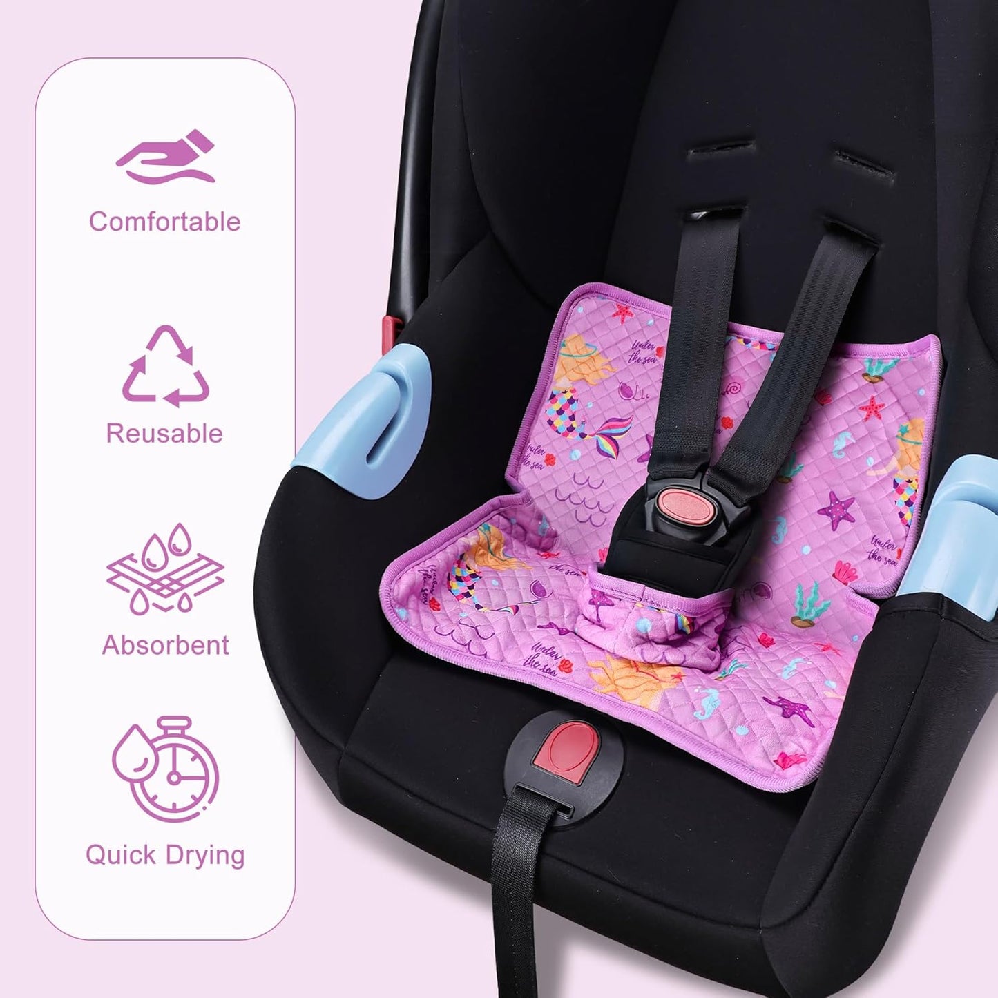 Car Seat Protector for Potty Training, 2 Pack Waterproof CarSeat Liner Toilet Training for Baby Infant Toddler, Dry Seat Piddle Pads Cover for Strollers (Gray)