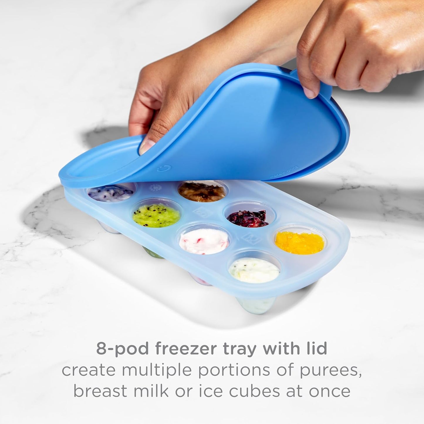 Ubbi Baby Food Feeder & Freezer Tray Set, Infant Teething Relief, BPA-Free, Safely Introduce Solids and Self Feeding, Freezable Popsicle Molds, Dishwasher Safe, Smoothie Purple & Zest Green