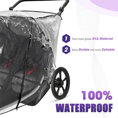 Stroller Rain Cover Compatible with BOB Gear Duallie Strollers, Weatherproof, Protect from Rain Sun Dust（(Jogger not Included)）