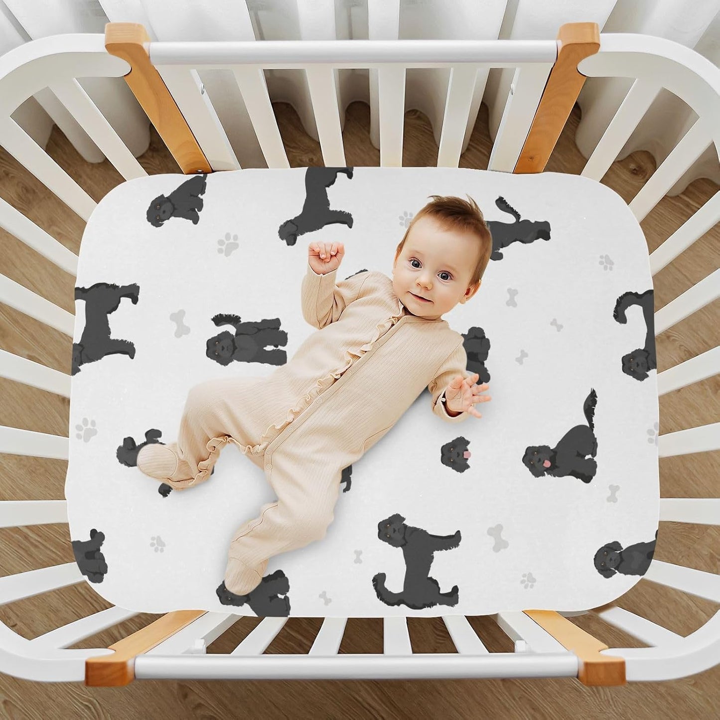 Fitted Crib Sheets Cactus and Floral Stretchy Portable Playard Sheets for Baby Toddler, Breathable Soft Mini Crib Mattress 52 x 28 in for Boys and Girls