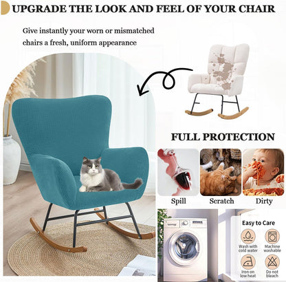 Levoberg Nursery Rocking Chair Cover Stretch Rocker Glider Chairs Cover Slipcovers Jacquard Rocking Accent Chair Cover Recliner Armchair Slipcover for Nursery Living Room Bedroom Office Black