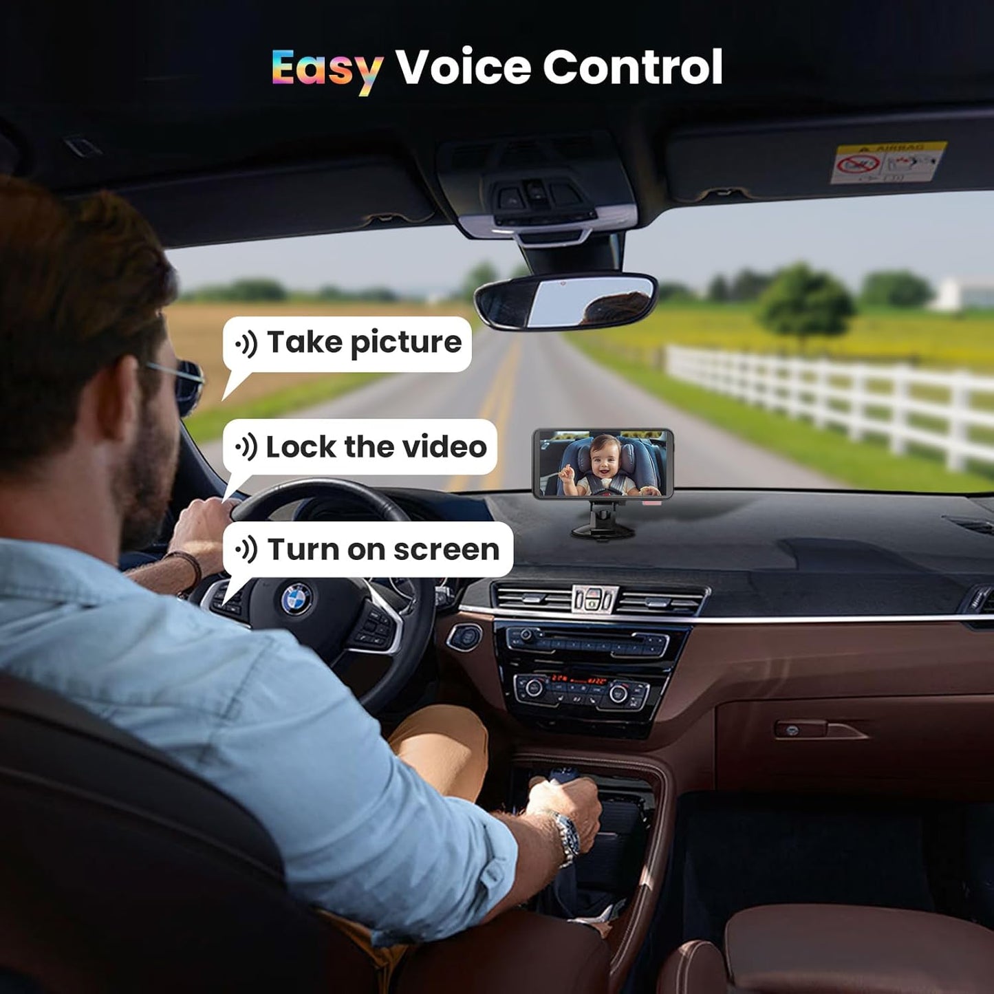 [New Voice Control] AKEEYO Baby Car Camera, 5.5'' 1080P HD Car Baby Monitor for Backseat with Wired Stability, Superior Night Vision, 4X Zoom, Exit Reminder, Safe Driving Essential for Infants