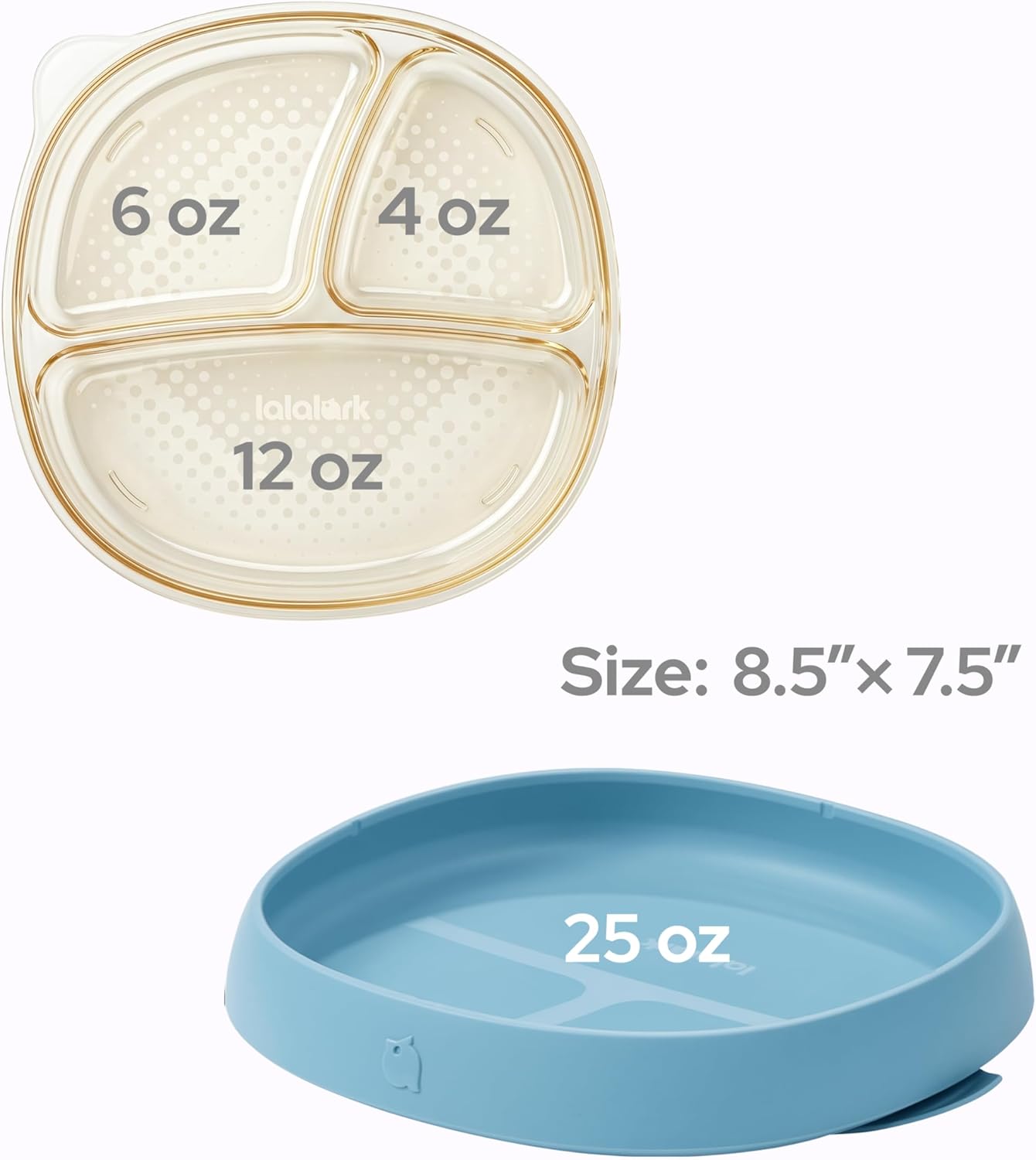 3-in-1 Baby Suction Plates for Toddlers 6-36 Months - Premium Bottle-Grade PPSU Silicone Divided Dishes, Stage-Based Self-Feeding Supplies, BPA Free Stain & Odor Resistant, Microwave Dishwasher Safe
