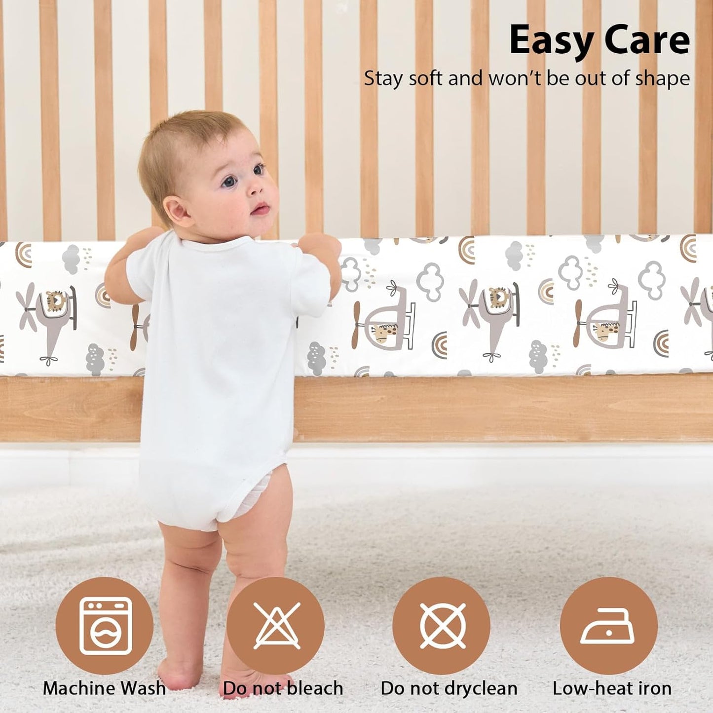 Baby Mini Crib Sheets Girl, Portable 38”x26” Pack and Play Sheets Fitted for Playard and Pack N Play Mattress, 3-Pack Soft Microfiber Pink Rainbow