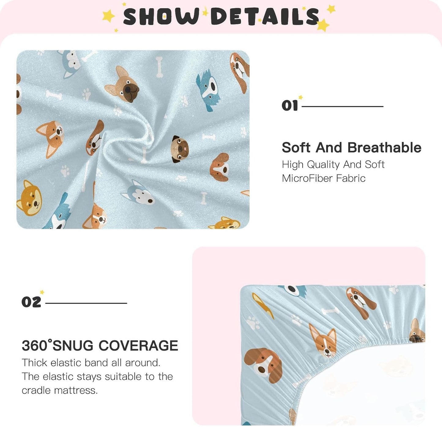 Fall Cute Mushroom Leaves Fitted Crib Sheets Stretchy Portable Playard Sheets for Baby Toddler, Breathable Soft Mini Crib Mattress 52 x 28 in for Boys and Girls