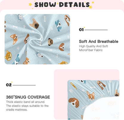 Fall Cute Mushroom Leaves Fitted Crib Sheets Stretchy Portable Playard Sheets for Baby Toddler, Breathable Soft Mini Crib Mattress 52 x 28 in for Boys and Girls