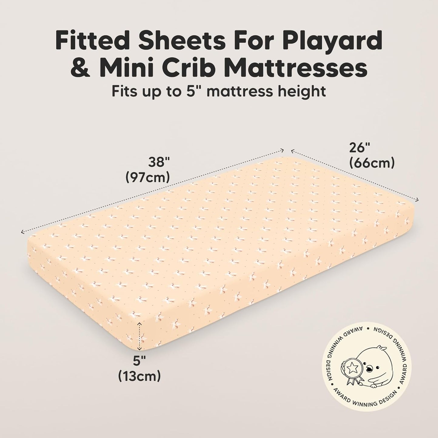 2-Pack Mini Crib Sheets Fitted - 38x26 Pack N Play Sheets for Pack and Play Mattress, Organic Cotton, Soft & Breathable Playard Bedding, Neutral Mini Toddler Bed Cover for Boys, Girls (Dragon Tale)