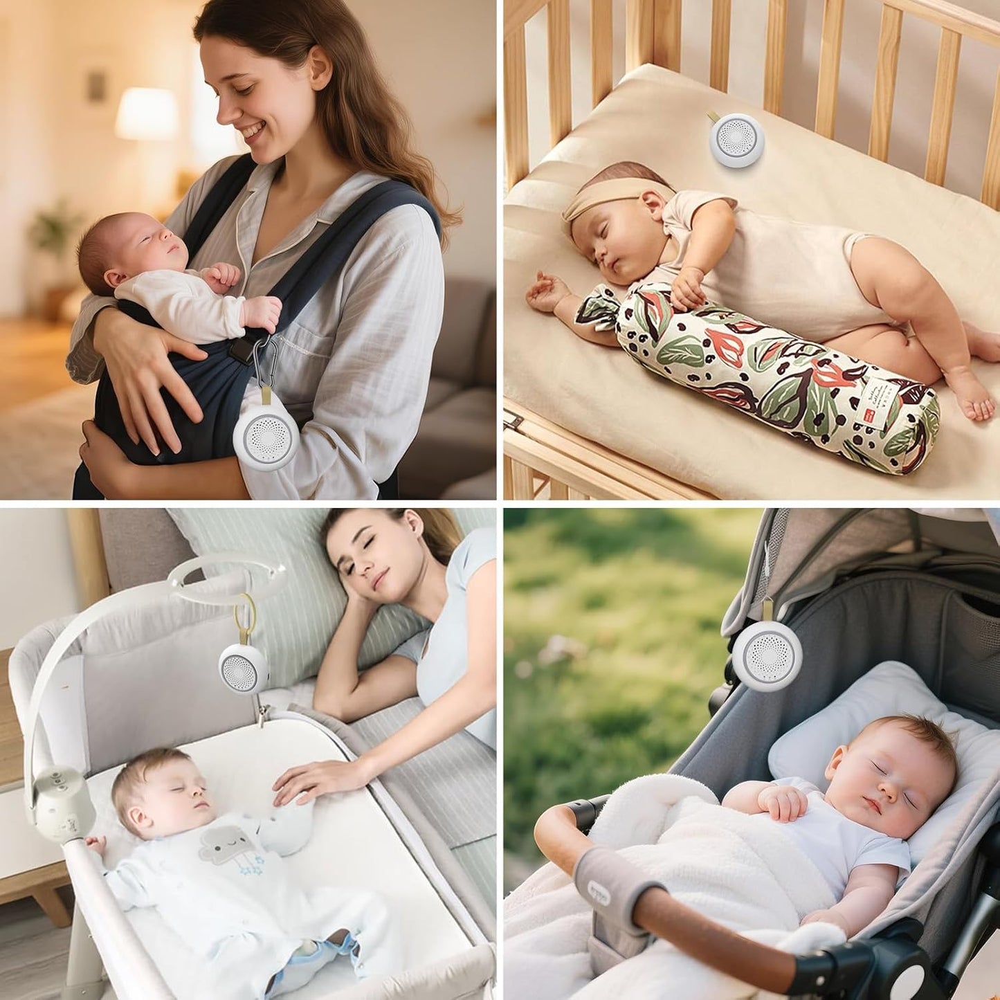 Portable White Noise Sounds Machine with Nightstand Mode, 24 Soothing Sounds, Support Crying Sounds Detection and Timer, Rechargeable Sleep Machine for Helping Comfort Baby Sleep