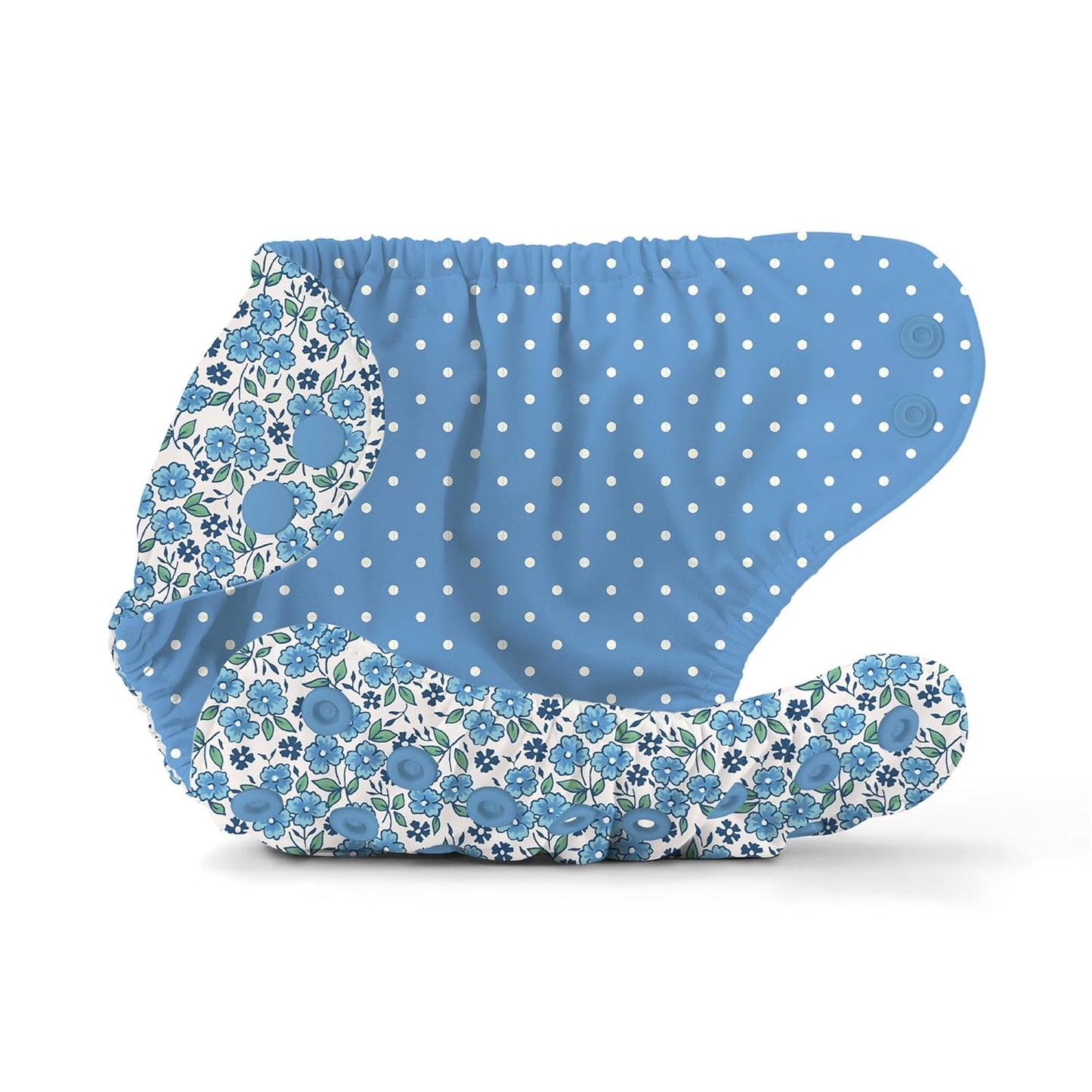 Esembly Cloth Diaper Cover - Reusable Swim Diaper, Waterproof, Breathable - Adjustable Outer Layer Over Absorbent Inner for Blowout Protection - Sea Glass, Size 2 (18-35lbs)