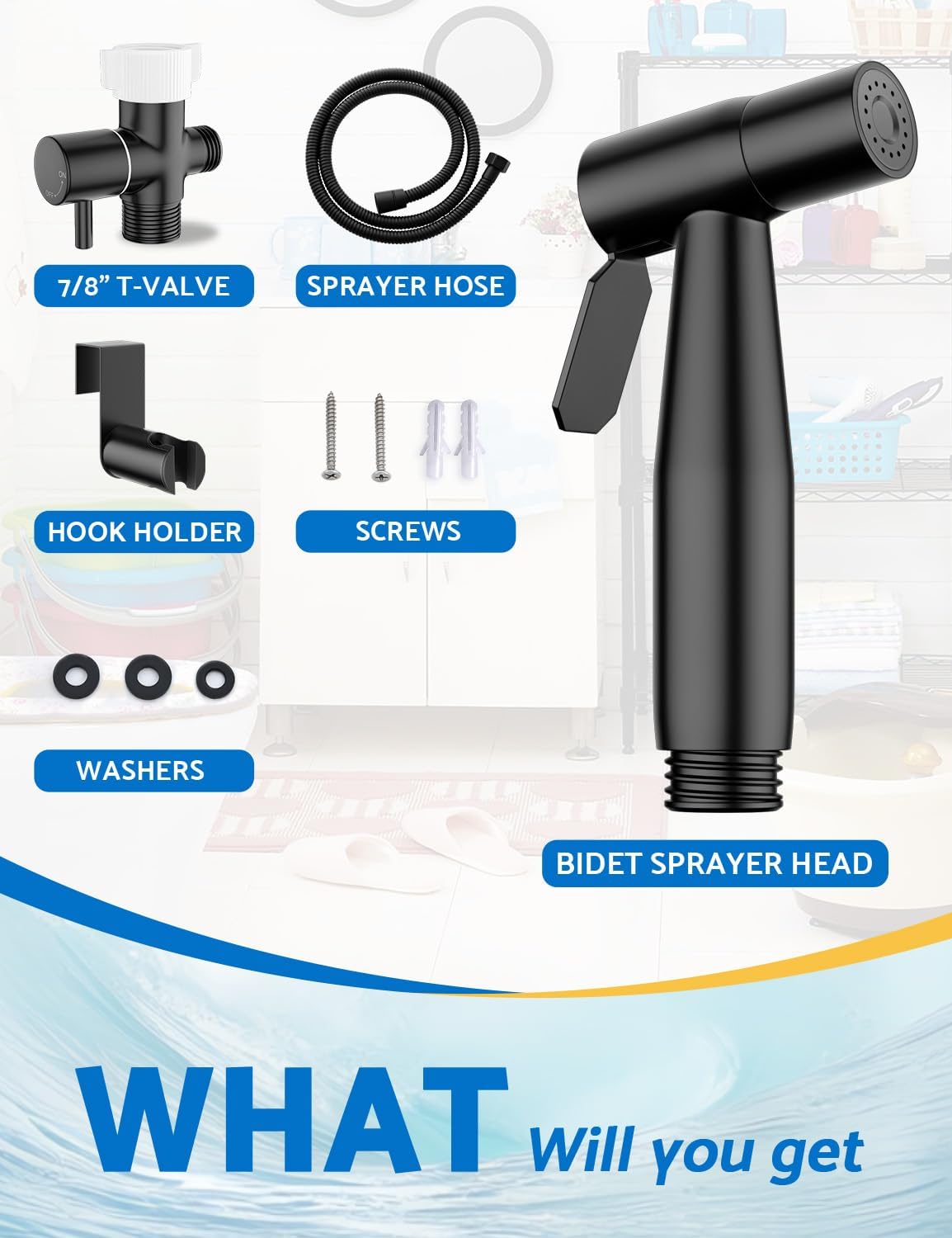 BRITULIF Handheld Bidet Sprayer for Toilet, Jet Sprayer for Toilet Muslim Shower, Adjustable Cloth Diaper Sprayer Bidets Attachment for Toilet, Toilet Bidet Sprayer with Bidet Hose for Feminine Wash