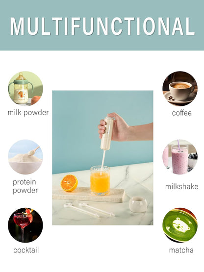 Handheld Electric Baby Formula Mixer,Handheld Drink Mixer (Off White)