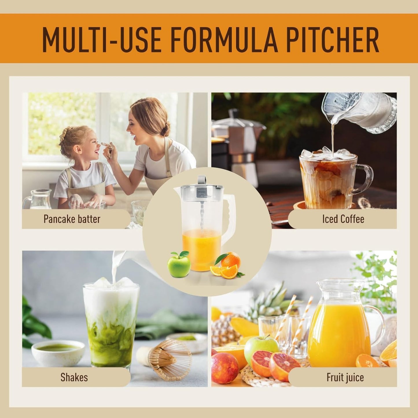 2 Pcs Mixing Pitcher for Drinks, 2 Quart/64oz Plastic Juice Pitcher with Lid, Angled Plastic Blades and Adjustable Mixer Plunger for Juice, Tea, Milk, Beverage Container