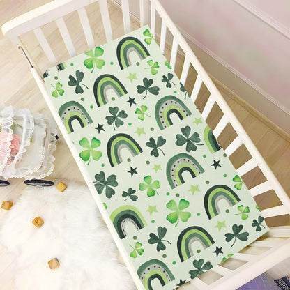 Fitted Crib Sheets White Bears with Clouds Stretchy Portable Playard Sheets for Baby Toddler, Breathable Soft Mini Crib Mattress 39 x 27 in for Boys and Girls