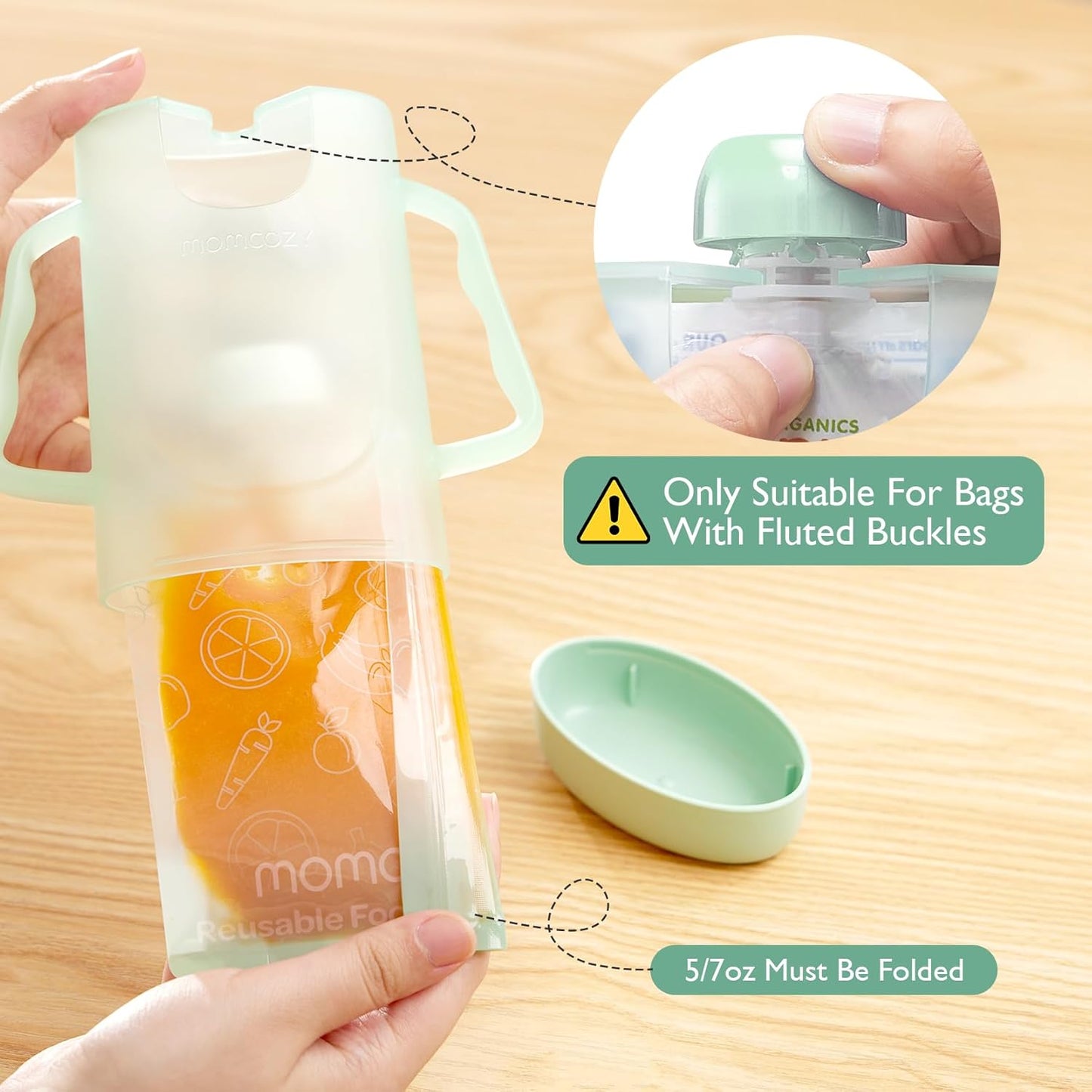 Momcozy Baby Food Maker Essentials Series, Includes the Squeeze Station, Pouch Holder No Squeeze for Easy, Mess-Free Meal Prep
