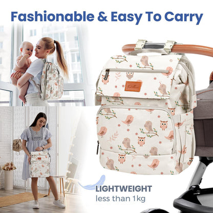 PILLANI Baby Diaper Bag Backpack - Large Waterproof Travel Diaper Bag for Boys & Girls, 16 Organizer Pockets with Changing Pad, Insulated Bottle Pockets & Stroller Straps, Baby Shower Gifts, Dinosaur