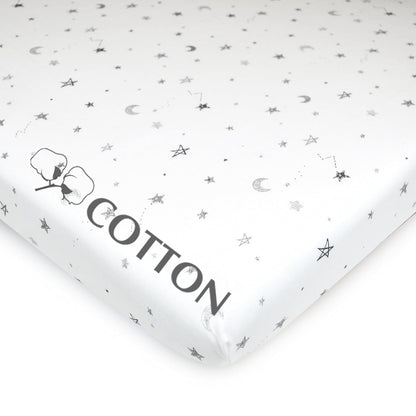 American Baby Company 100% Natural Cotton Fitted Pack and Play Sheet 39" x 27" - Soft & Breathable Pack N Play Sheet for Playpen, Playard & Mini Crib Mattress, Navy Whale, for Boys & Girls