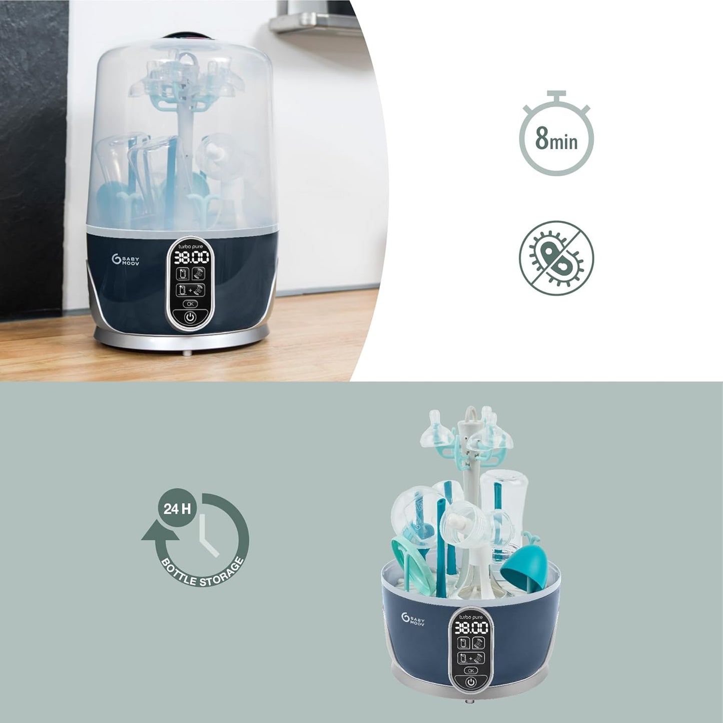 Babymoov HEPA Filter for Turbo Pure Steam Sterilizer & Dryer, Replacement Filter for Baby Bottle Sterilizer