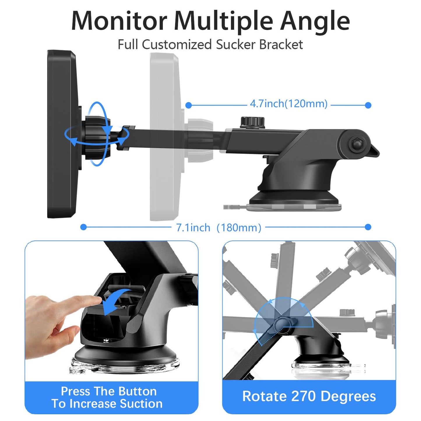 Itomoro Rear Facing Mirrors, 7'' HD 1080P Baby Car Camera, Infrared Night Vision Function Camera with 150° Wide View & 360° Rotatable Easy Installation in 5 Mins
