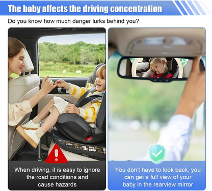 Rear Facing Baby Car Mirror, Plush Cute Wide View Vehicle Backseat Viewer, Shake-proof Baby in Sight Carseat Mirrors, Cartoon Animal Shatterproof Safety Observation Rearview Mirror (Deer)