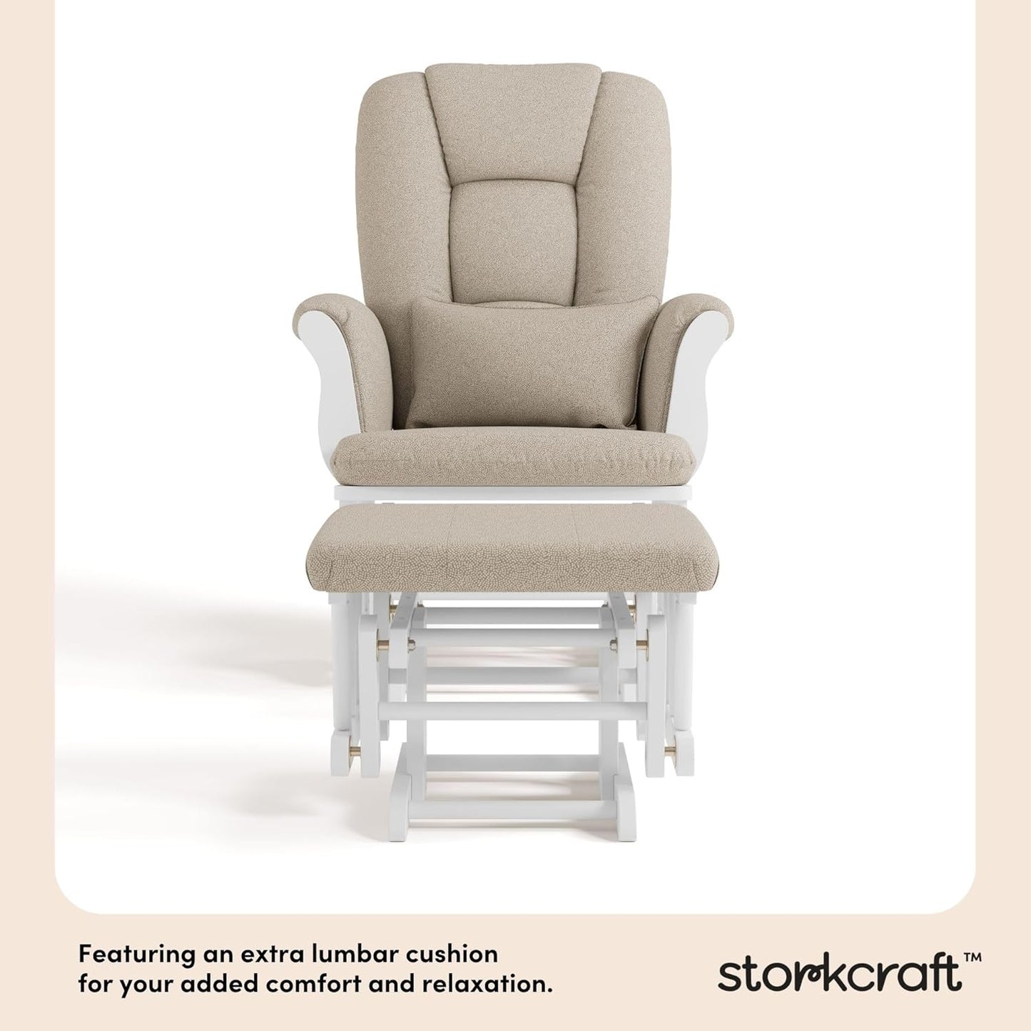 Storkcraft Tuscany Glider with Ottoman (Black/Gray) — GREENGUARD Gold Certified, Bonus Lumbar Cushion Included, Solid Wood Base, Smooth Motion, Award-Winning Nursery Rocking Chair, Glider and Ottoman