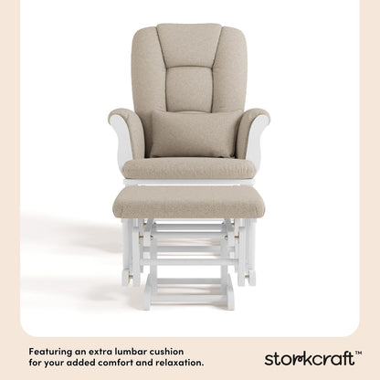 Storkcraft Tuscany Glider with Ottoman (Black/Gray) — GREENGUARD Gold Certified, Bonus Lumbar Cushion Included, Solid Wood Base, Smooth Motion, Award-Winning Nursery Rocking Chair, Glider and Ottoman