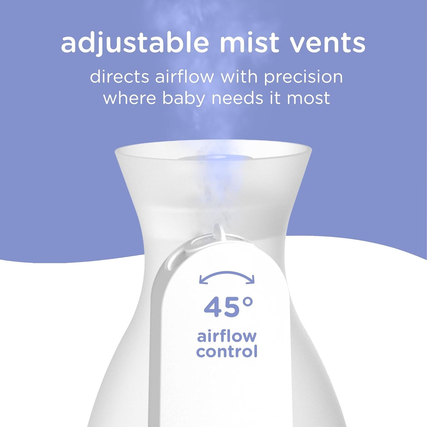Ubbi Ultrasonic Humidifier, Easy Top-Fill Design, Adjustable Mist Control, Soft Night Light Glow and Quiet Operation for Nursery and Bedroom