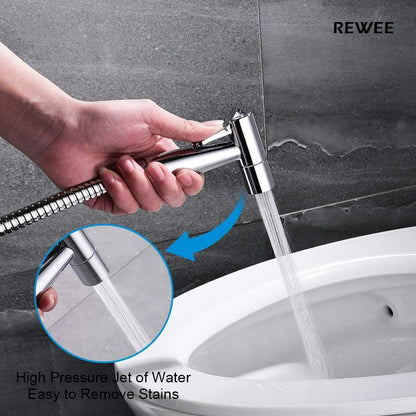 ABS Handheld Bidet Sprayer for Toilet,REWEE Chrome Plate Plastic Bidet Attachment for Toilet,Cloth Diaper Bidet Toilet Sprayer,Toilet Bidet Set Cleaning Hygiene shutoff