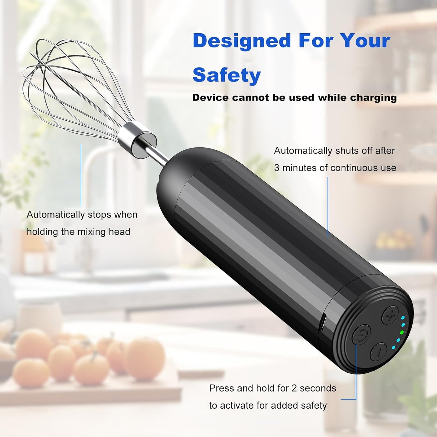 Hand Mixer with Whisk and Forther Wand,Electric Whisk, Milk Frother, Hand Held Mixers,Cordless Hand Mixer, Whisks for Cooking, Mini Mixer,Stirrers Electric,Food Chopper, Baby Food Maker,4-Speed, 10Oz