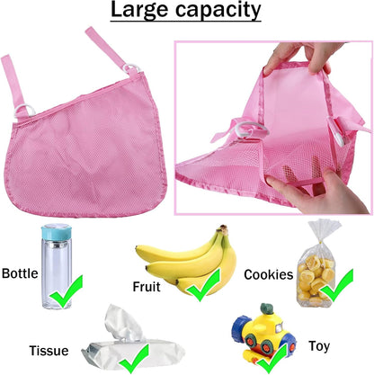 2PCS Universal Side Sling Stroller Cargo Net,Portable Storage Mesh Bag,Stroller Storage Organizer Bag,Non-Slip and Adjustable Straps Side Sling Mesh Organizer(Black)