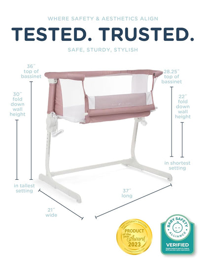 Baby Delight Beside Me Dreamer Bassinet | Bedside Sleeper | 6-Position Height Adjustment | Charcoal Tweed