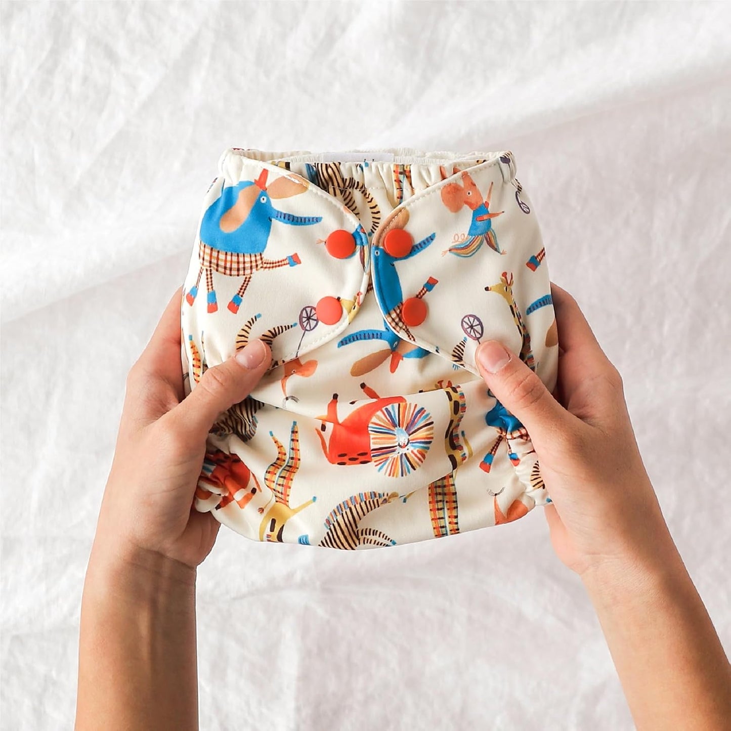 Esembly Cloth Diaper Cover - Reusable Swim Diaper, Waterproof, Breathable - Adjustable Outer Layer Over Absorbent Inner for Blowout Protection - Sea Glass, Size 2 (18-35lbs)